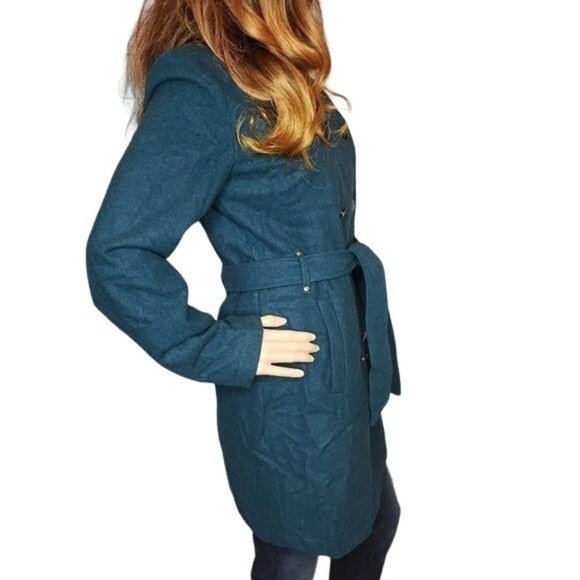 Mossimo double breasted wool blend peacoat long blue winter jacket size small - Picture 2 of 8